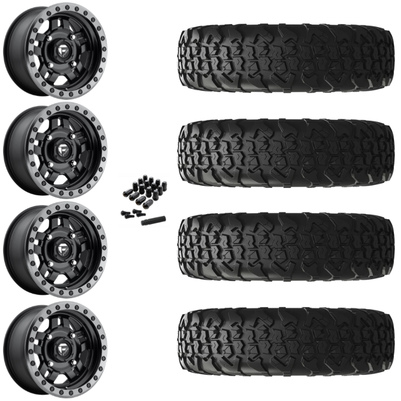 15" Fuel Anza D557 Black UTV Rims & 35" EFX MotoVator R/T Tires 8 Ply Mounted