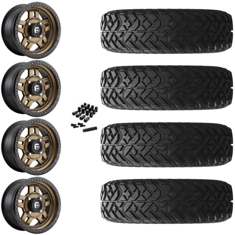 14" Fuel Anza D583 Bronze UTV Rims & 28" EFX Gripper R/T-K Tires 10 Ply Mounted