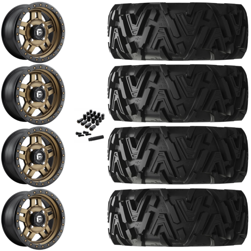 14" Fuel Anza D583 Bronze UTV Rims & 30" EFX MotoMTC Tires 6 Ply Mounted