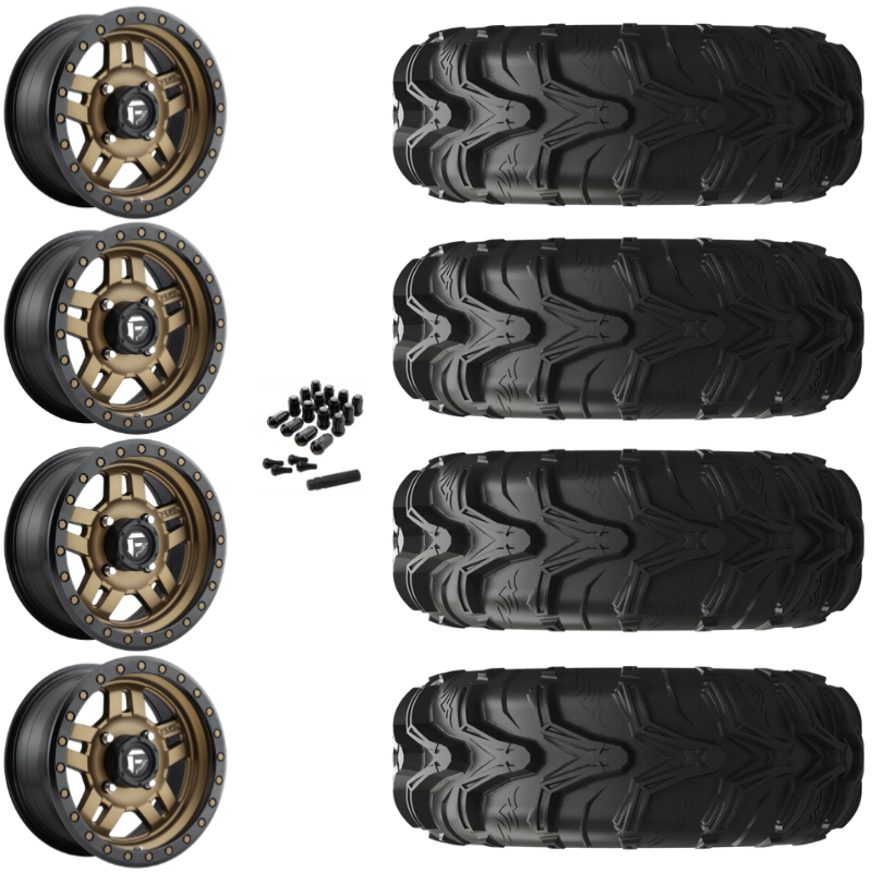 14" Fuel Anza D583 Bronze UTV Rims & 27" EFX MotoMax Tires 6 Ply Mounted