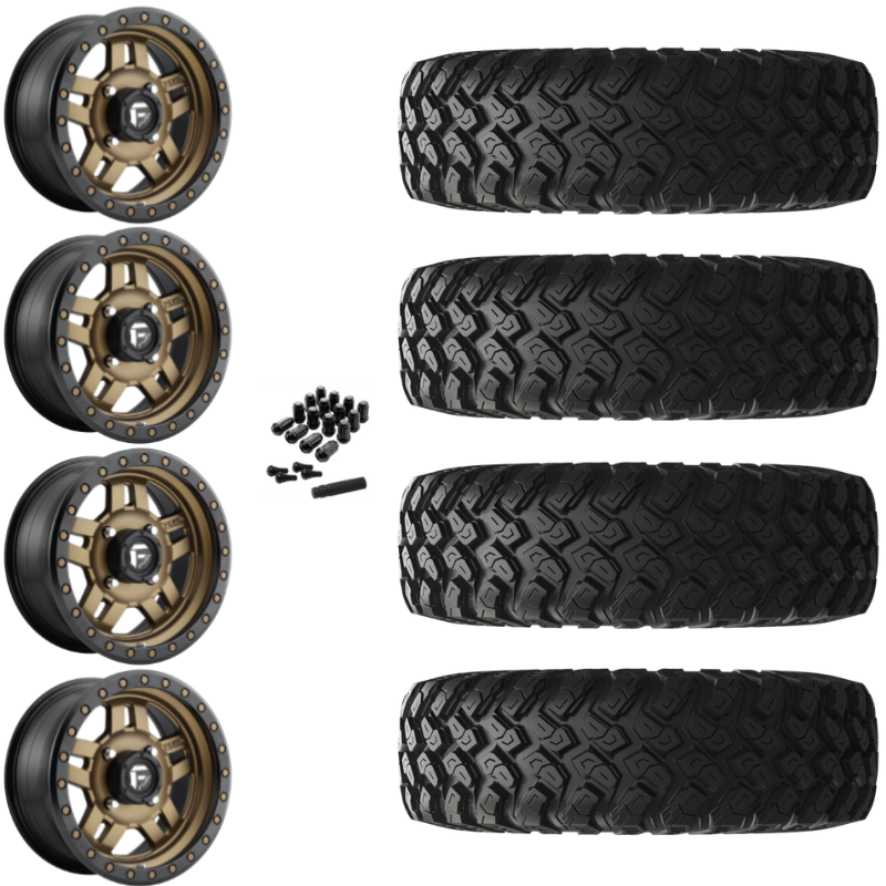 14" Fuel Anza D583 Bronze UTV Rims & 28" EFX MotoRally Tires 8 Ply Mounted