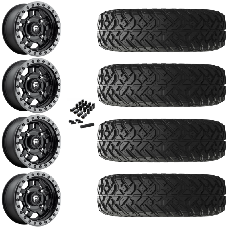 14" Fuel Anza D917 Beadlock Black UTV Rims & 32" EFX Gripper R/T-K Tires 10 Ply Mounted