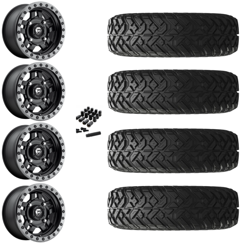 14" Fuel Anza D917 Beadlock Black UTV Rims & 32" EFX Gripper R/T Tires 10 Ply Mounted