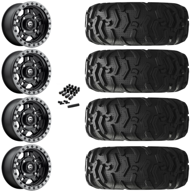 14" Fuel Anza D917 Beadlock Black UTV Rims & 26" EFX MotoForce Tires 6 Ply Mounted