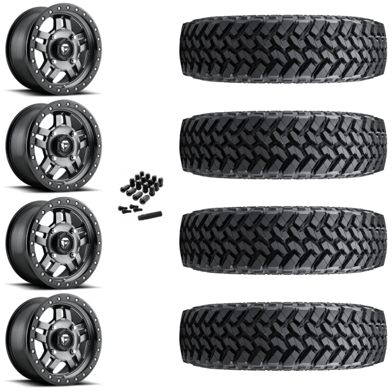 15" Fuel Anza D918 Beadlock Anthracite UTV Rims & 33" Nitto Trail Grappler SxS Tires 8 Ply Mounted