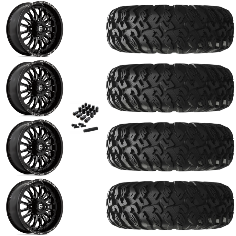 20" Fuel Arc D821 Black Milled UTV Rims & 33" EFX MotoClaw Tires 8 Ply Mounted