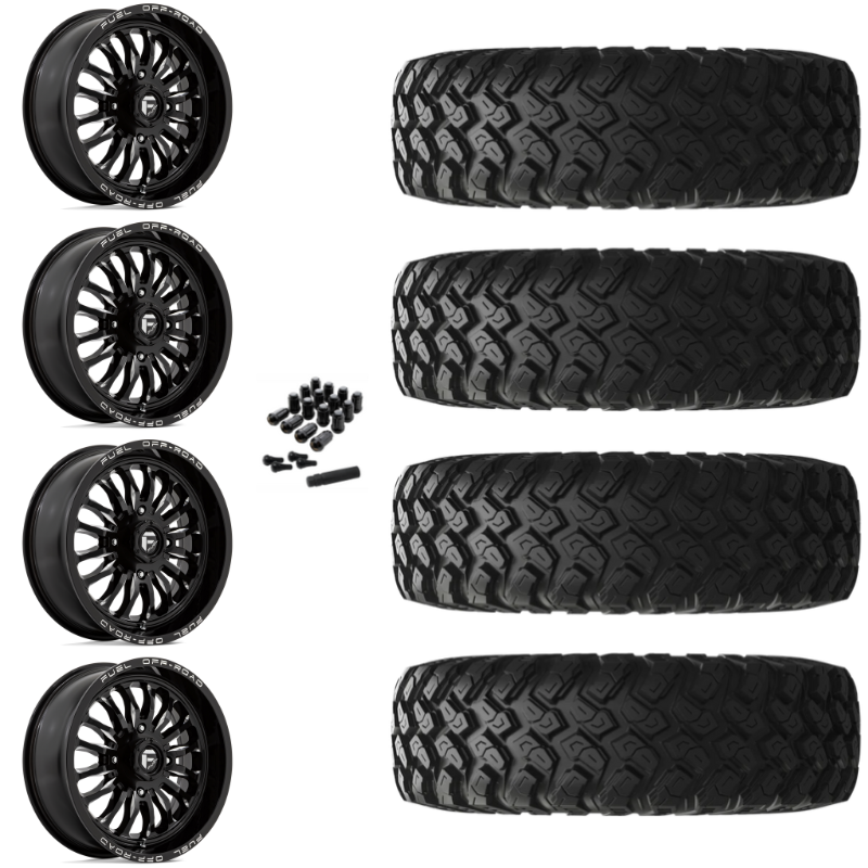 22" Fuel Arc D821 Black Milled UTV Rims & 35" EFX MotoRally Tires 8 Ply Mounted