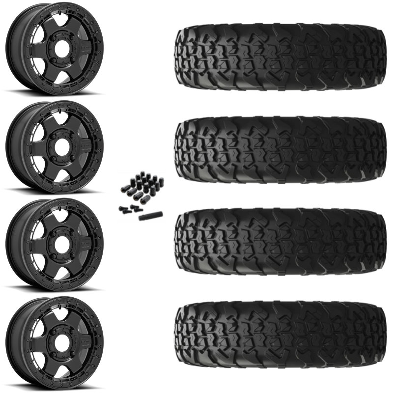15" Fuel Block D922 Beadlock Black UTV Rims & 35" EFX MotoVator R/T Tires 8 Ply Mounted