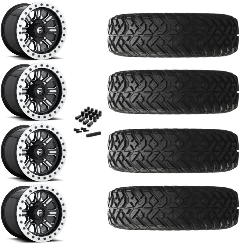 15" Fuel Hardline D910 Beadlock Black Milled UTV Rims & 32" EFX Gripper R/T Tires 10 Ply Mounted