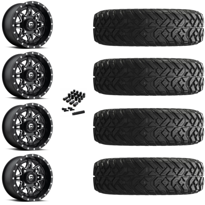 14" Fuel Lethal D567 Black Milled UTV Rims & 30" EFX Gripper Standard Tires 8 Ply Mounted
