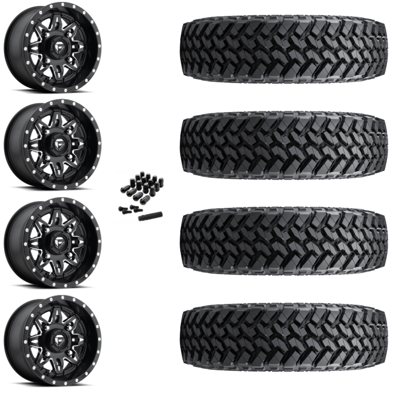 15" Fuel Lethal D567 Black Milled UTV Rims & 30" Nitto Trail Grappler SxS Tires 8 Ply Mounted