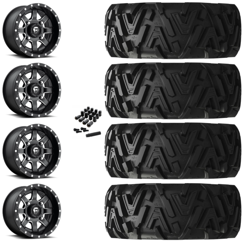 14" Fuel Maverick D538 Black Milled UTV Rims & 26" EFX MotoMTC Tires 6 Ply Mounted