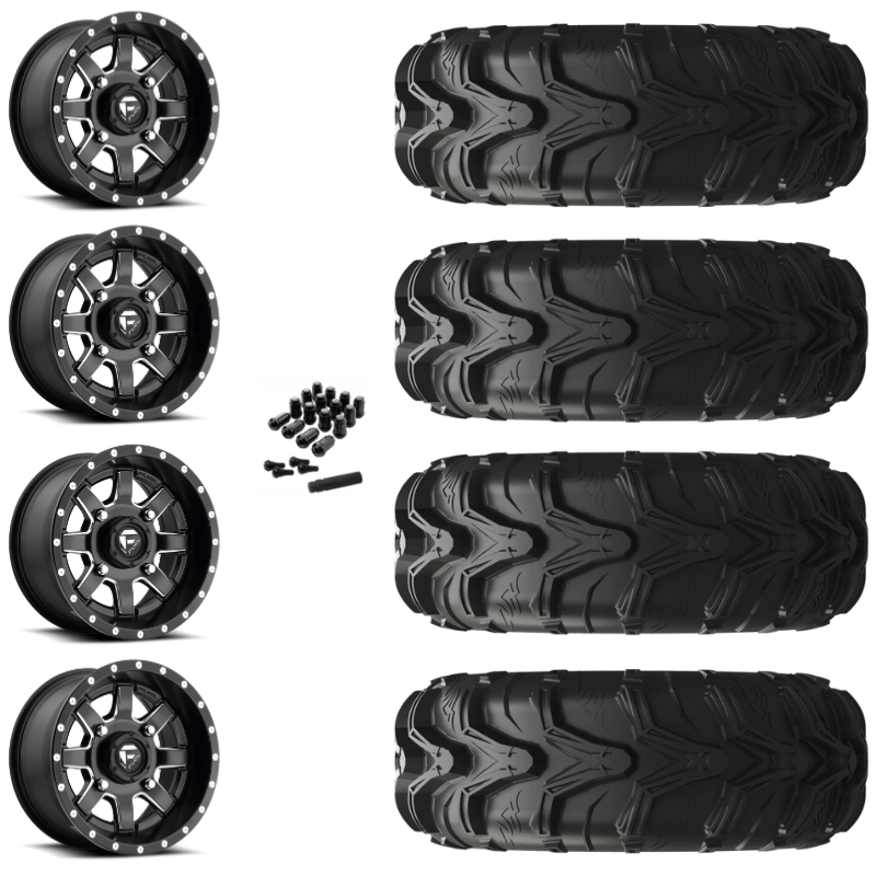 14" Fuel Maverick D538 Black Milled UTV Rims & 27" EFX MotoMax Tires 6 Ply Mounted