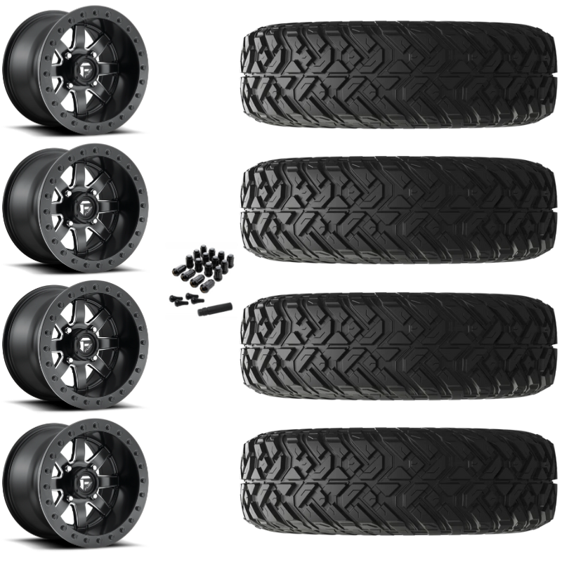 15" Fuel Maverick D928 Beadlock Black Milled UTV Rims & 35" EFX Gripper R/T-K Tires 10 Ply Mounted