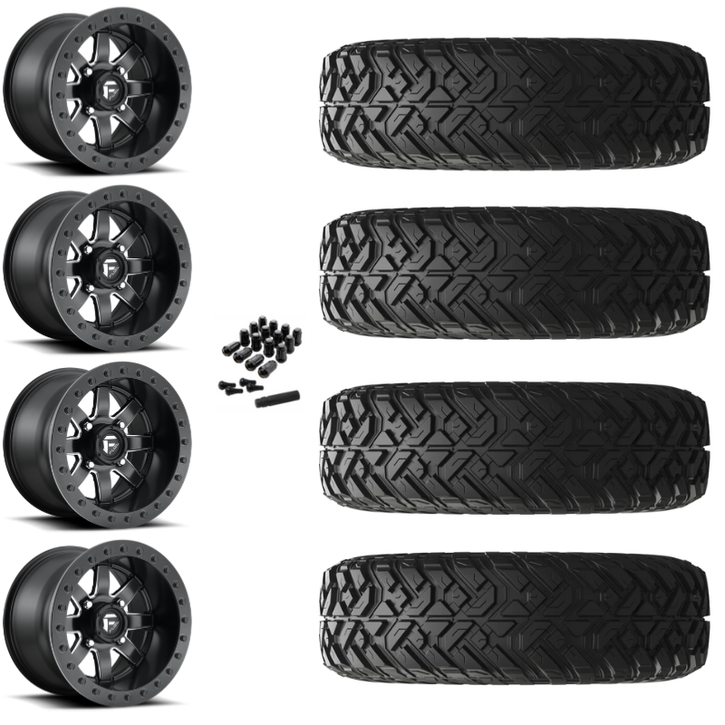 14" Fuel Maverick D928 Beadlock Black Milled UTV Rims & 32" EFX Gripper R/T Tires 10 Ply Mounted
