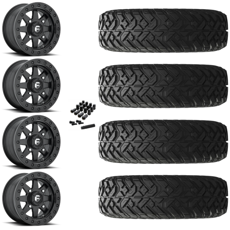 14" Fuel Maverick D936 Beadlock Black UTV Rims & 28" EFX Gripper R/T-K Tires 10 Ply Mounted