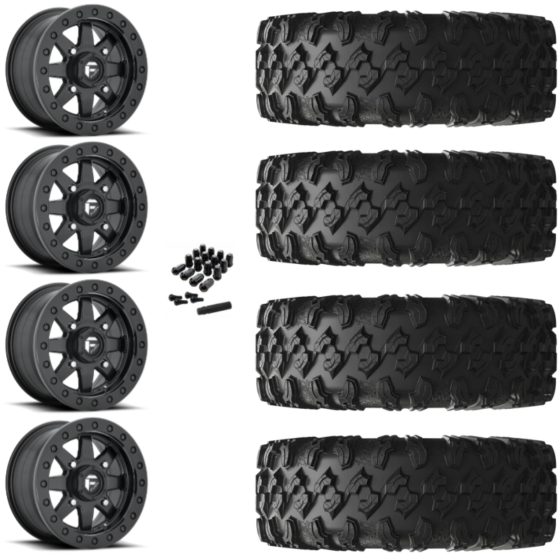14" Fuel Maverick D936 Beadlock Black UTV Rims & 32" EFX MotoRavage Tires 8 Ply Mounted