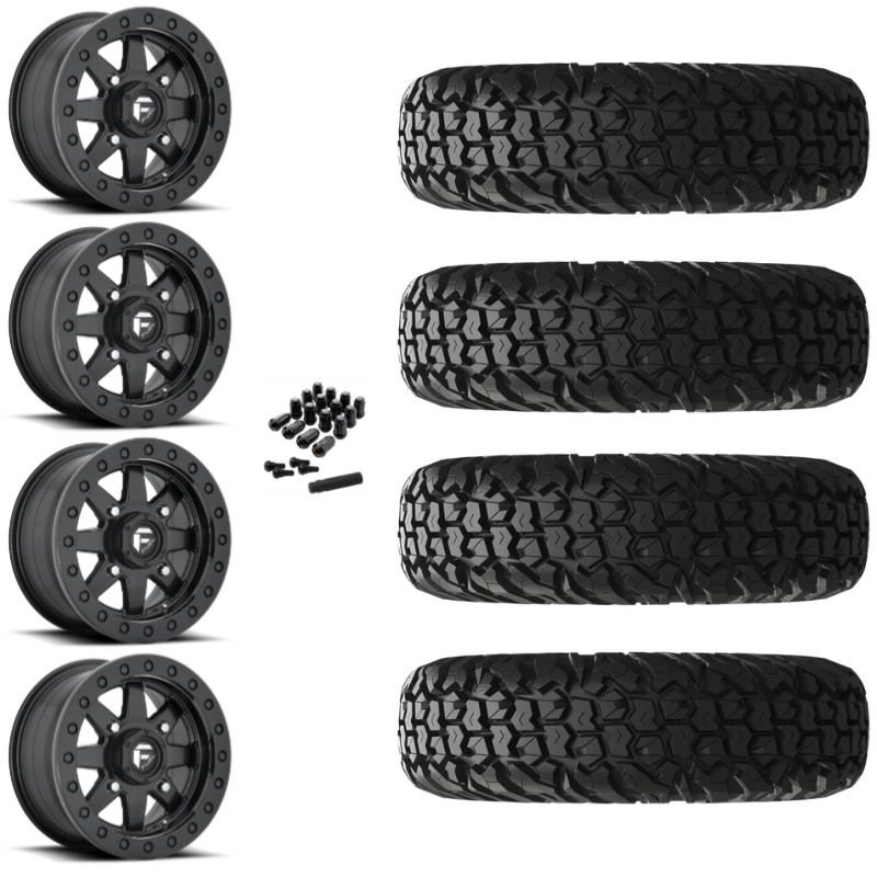 14" Fuel Maverick D936 Beadlock Black UTV Rims & 30" EFX MotoVator Tires 8 Ply Mounted
