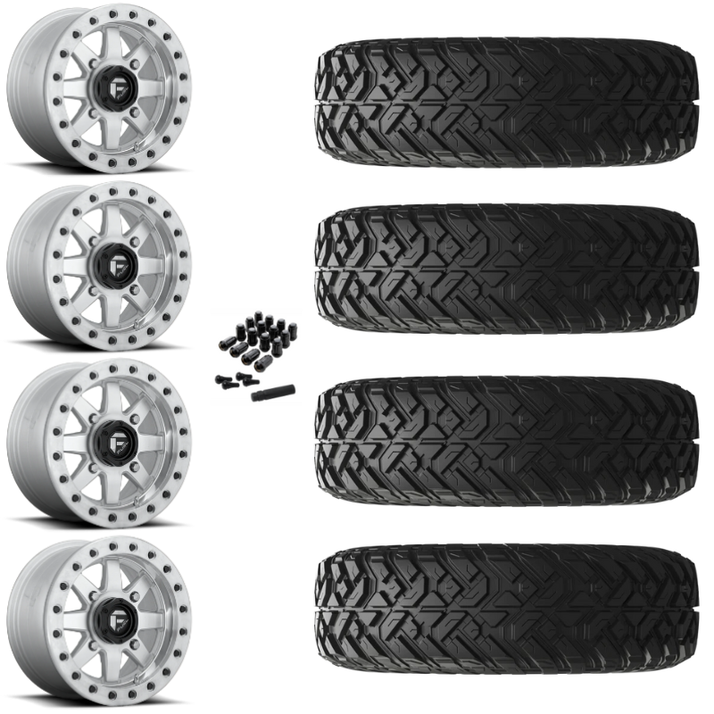 14" Fuel Maverick D937 Beadlock Machined UTV Rims & 32" EFX Gripper R/T Tires 10 Ply Mounted