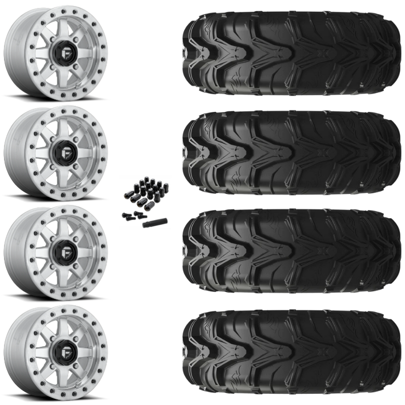 14" Fuel Maverick D937 Beadlock Machined UTV Rims & 27" EFX MotoMax Tires 6 Ply Mounted