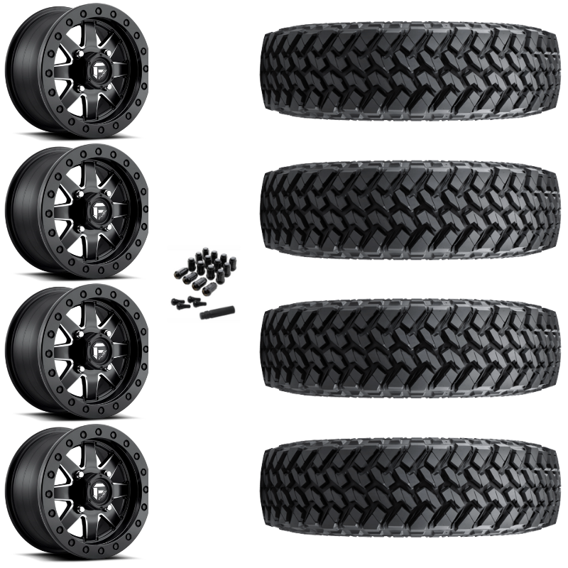 15" Fuel Maverick D938 Beadlock Black Milled UTV Rims & 32" Nitto Trail Grappler SxS Tires 8 Ply Mounted