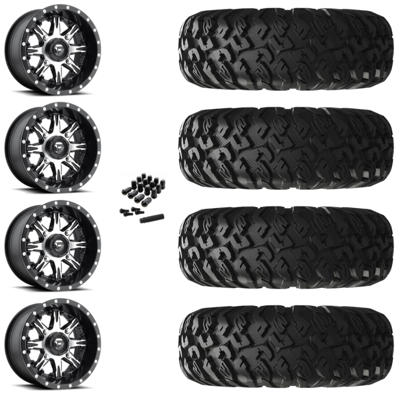 14" Fuel Nutz D541 Machined UTV Rims & 32" EFX MotoClaw Tires 8 Ply Mounted
