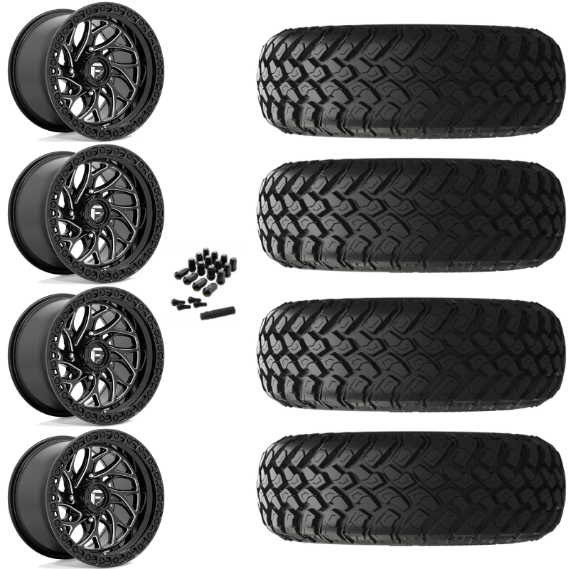 18" Fuel Runner D741 Black Milled UTV Rims & 33" EFX MotoHammer Tires 8 Ply Mounted