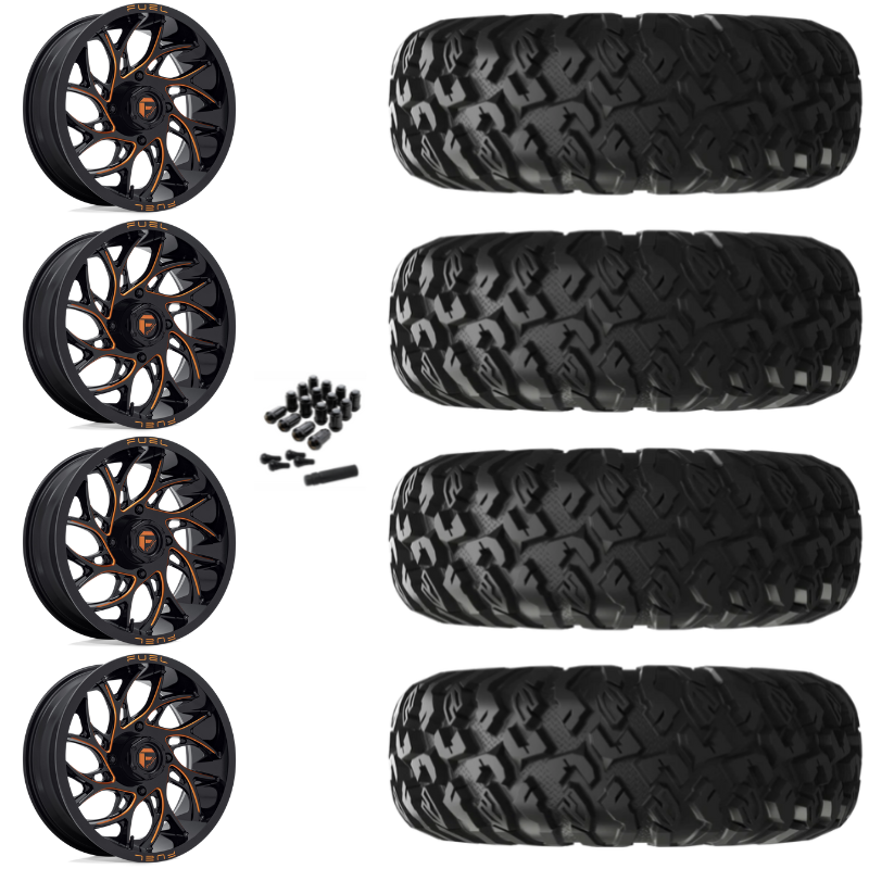 18" Fuel Runner D780 Orange Milled UTV Rims & 33" EFX MotoClaw Tires 8 Ply Mounted