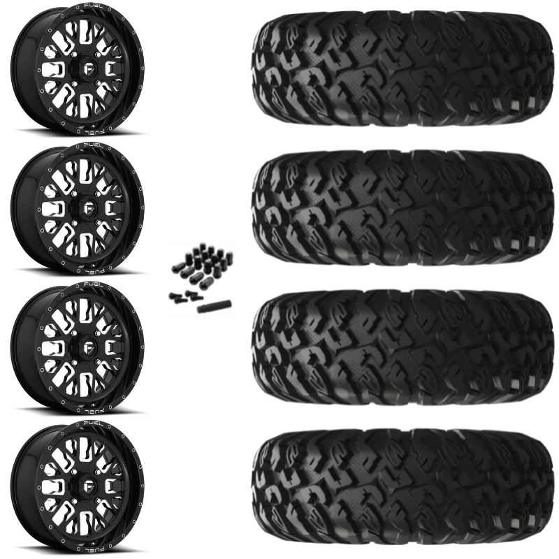 20" Fuel Stroke D611 Black Milled UTV Rims & 33" EFX MotoClaw Tires 8 Ply Mounted