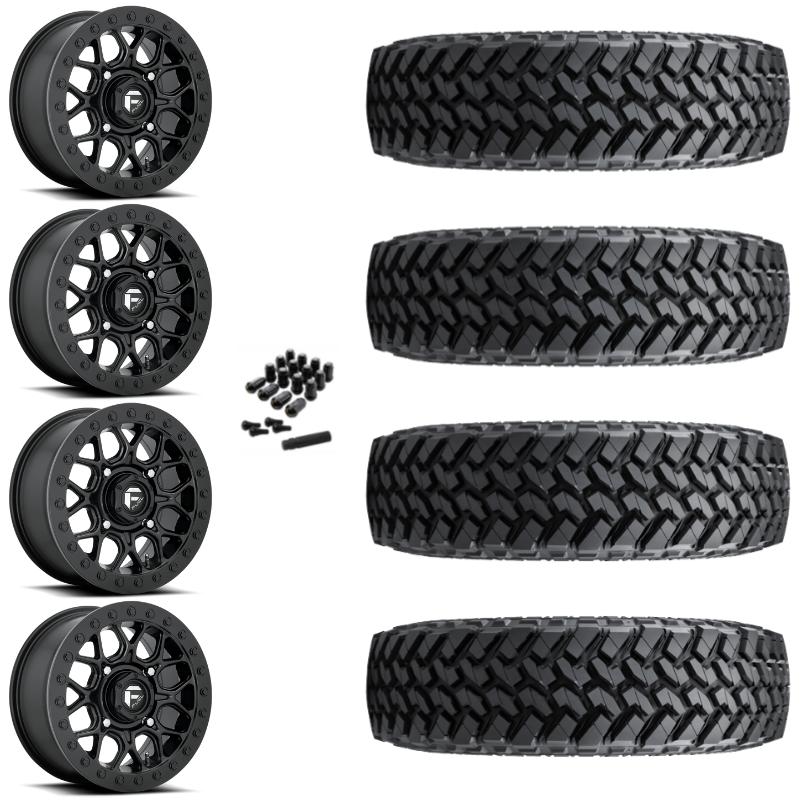 15" Fuel Tech D916 Beadlock Black UTV Rims & 33" Nitto Trail Grappler SxS Tires 8 Ply Mounted