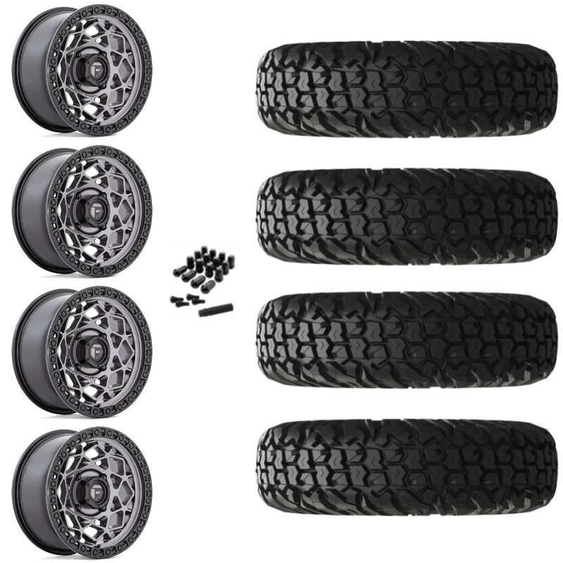 15" Fuel Unit D784 Anthracite UTV Rims & 30" EFX MotoVator Tires 8 Ply Mounted