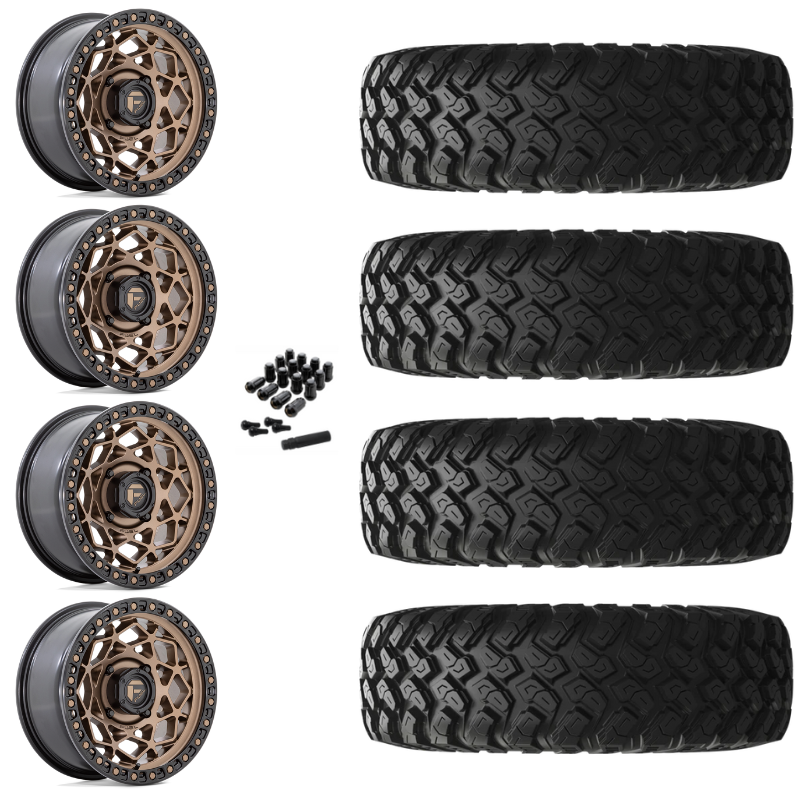15" Fuel Unit D785 Bronze UTV Rims & 28" EFX MotoRally Tires 8 Ply Mounted