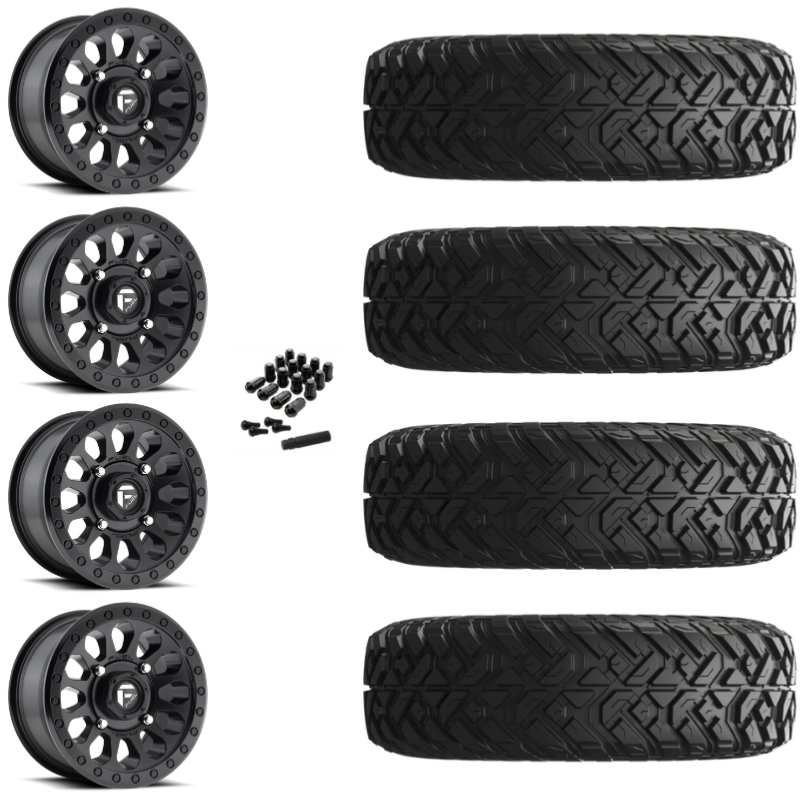 14" Fuel Vector D579 Black UTV Rims & 30" EFX Gripper Standard Tires 8 Ply Mounted