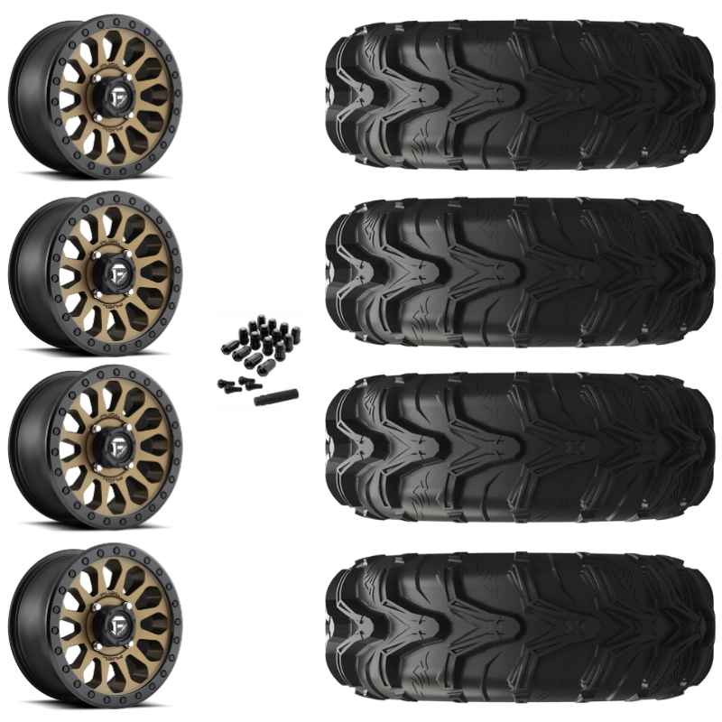 14" Fuel Vector D600 Bronze UTV Rims & 27" EFX MotoMax Tires 6 Ply Mounted