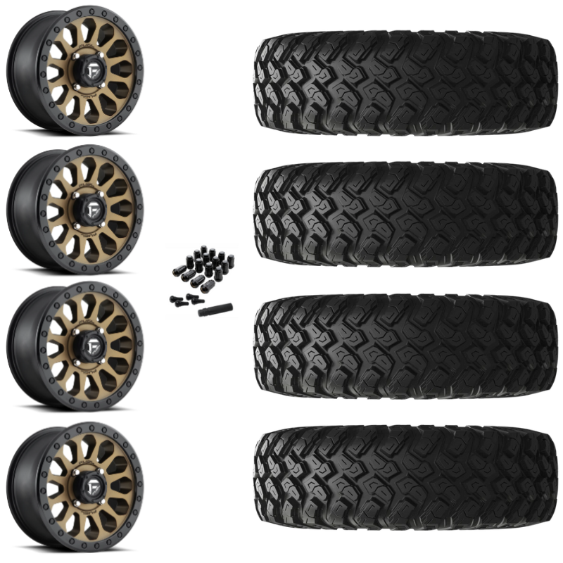 14" Fuel Vector D600 Bronze UTV Rims & 28" EFX MotoRally Tires 8 Ply Mounted