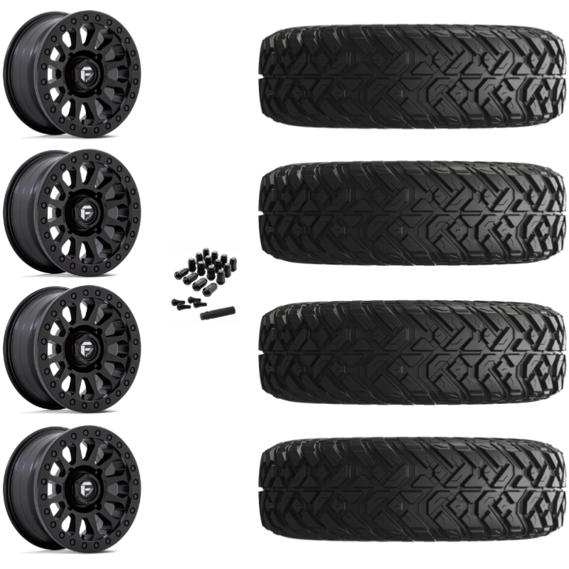 14" Fuel Vector D920 Beadlock Black UTV Rims & 30" EFX Gripper Standard Tires 8 Ply Mounted