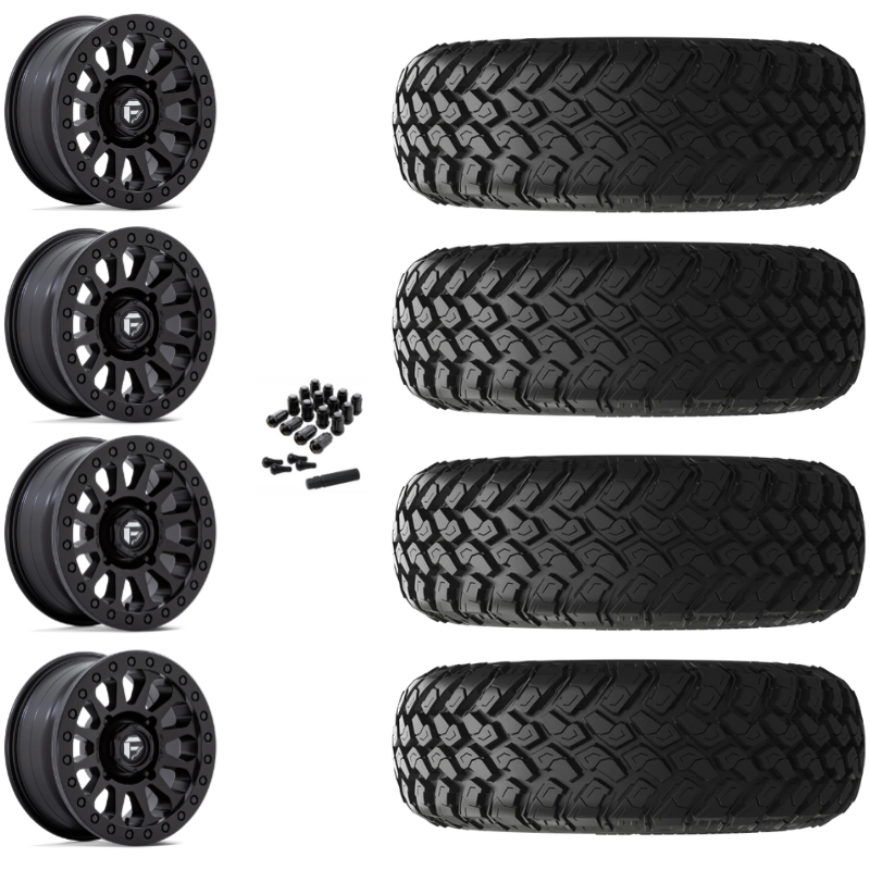 15" Fuel Vector D920 Beadlock Black UTV Rims & 30" EFX MotoHammer Tires 8 Ply Mounted