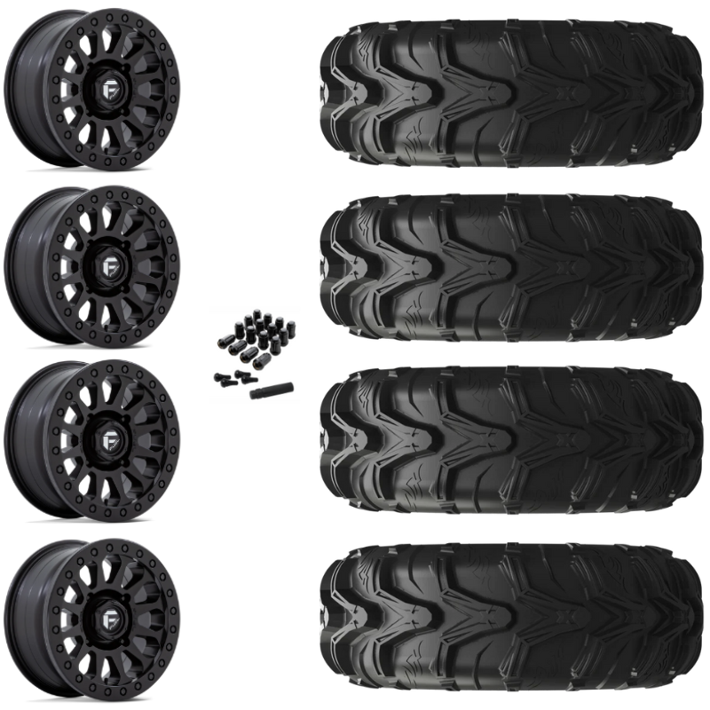14" Fuel Vector D920 Beadlock Black UTV Rims & 27" EFX MotoMax Tires 6 Ply Mounted