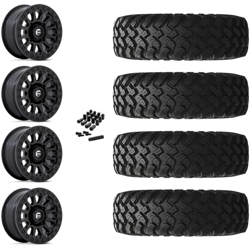 14" Fuel Vector D920 Beadlock Black UTV Rims & 28" EFX MotoRally Tires 8 Ply Mounted