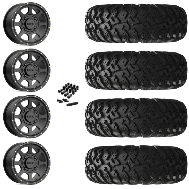 14" KMC Addict 2 KS134 Black UTV Rims & 32" EFX MotoClaw Tires 8 Ply Mounted