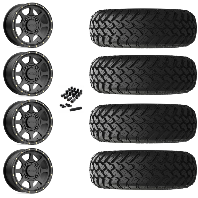 14" KMC Addict 2 KS134 Black UTV Rims & 30" EFX MotoHammer Tires 8 Ply Mounted