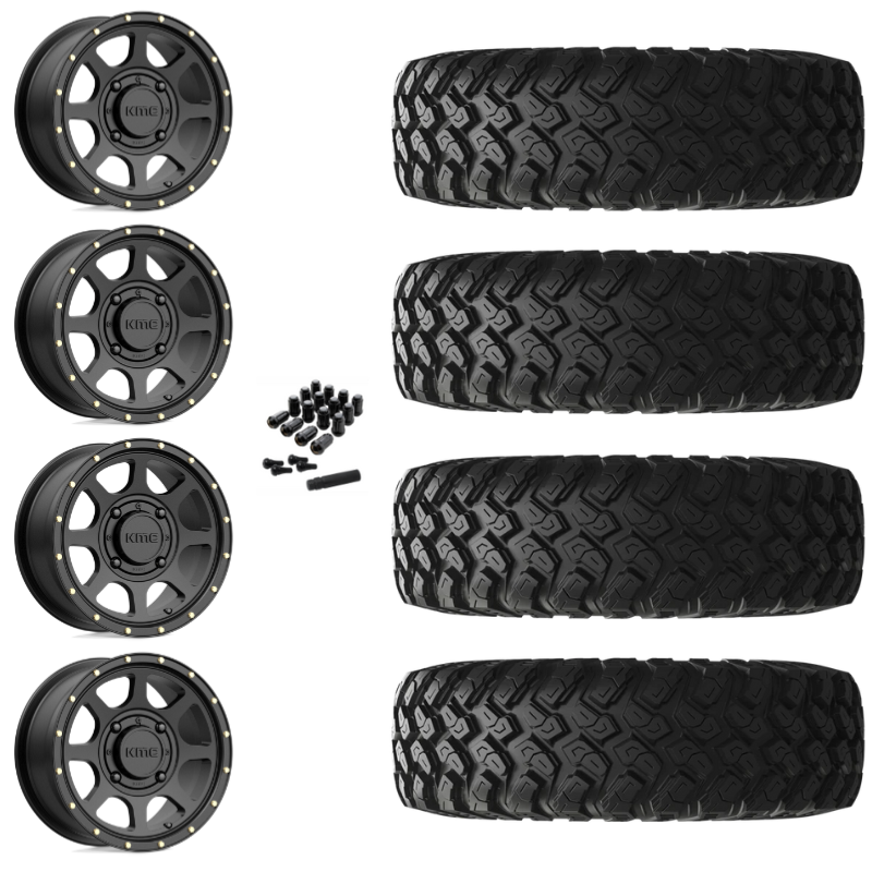 14" KMC Addict 2 KS134 Black UTV Rims & 30" EFX MotoRally Tires 8 Ply Mounted