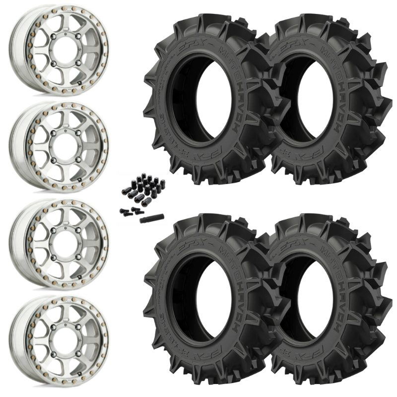 14" KMC Addict 2 KS234 Beadlock Machined UTV Rims & 31" EFX MotoHavok Tires 6 Ply Mounted