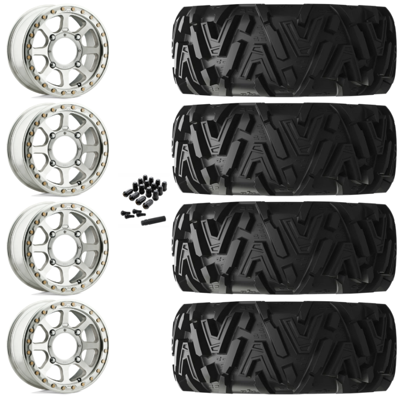 14" KMC Addict 2 KS234 Beadlock Machined UTV Rims & 26" EFX MotoMTC Tires 6 Ply Mounted