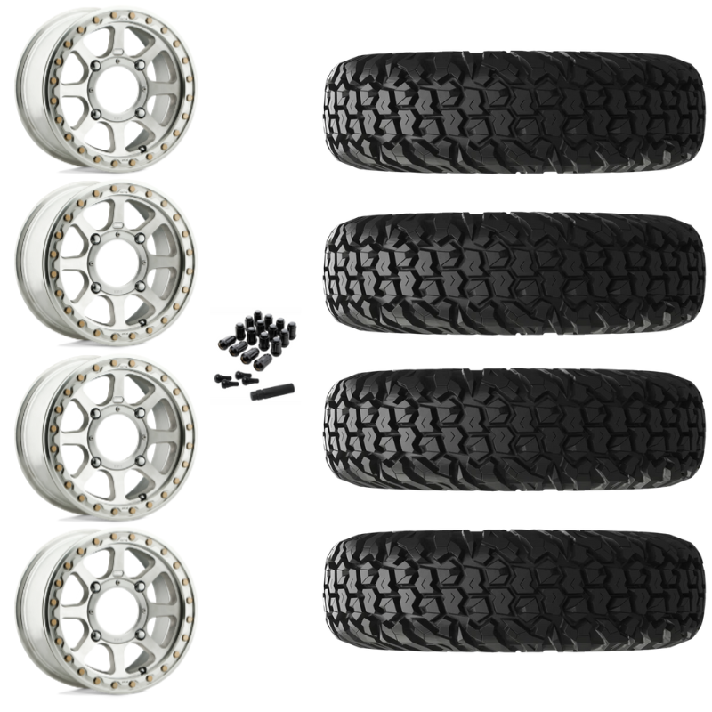 15" KMC Addict 2 KS234 Beadlock Machined UTV Rims & 30" EFX MotoVator Tires 8 Ply Mounted