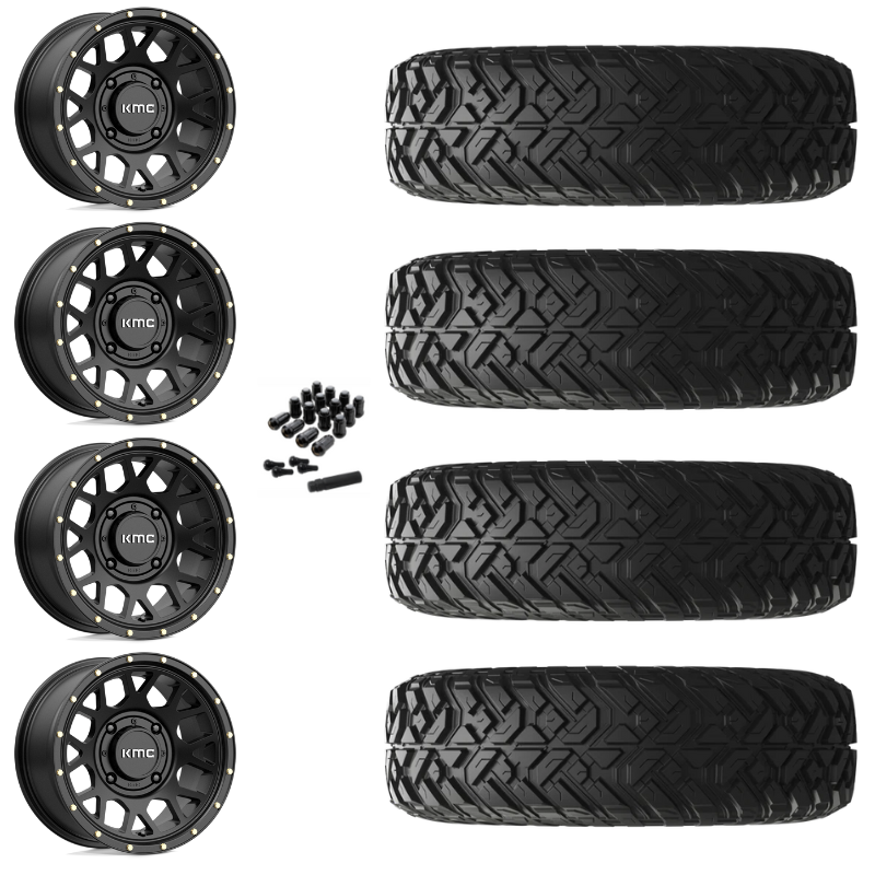 14" KMC Grenade KS135 Black UTV Rims & 28" EFX Gripper R/T Tires 10 Ply Mounted