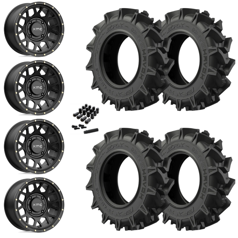 14" KMC Grenade KS135 Black UTV Rims & 31" EFX MotoHavok Tires 6 Ply Mounted
