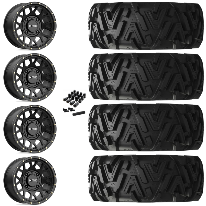 14" KMC Grenade KS135 Black UTV Rims & 26" EFX MotoMTC Tires 6 Ply Mounted