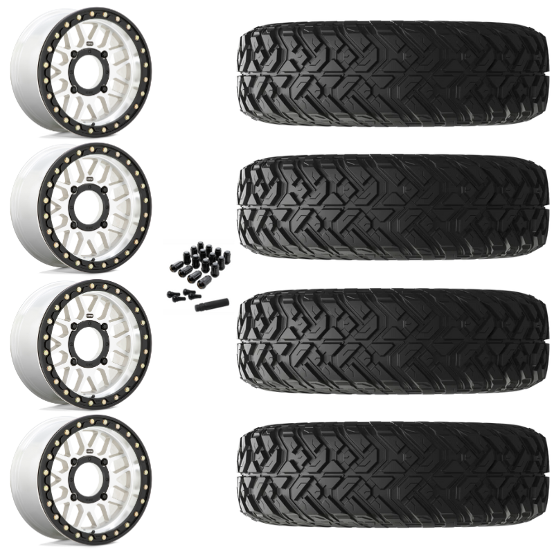 14" KMC Grenade KS235 Beadlock Machined UTV Rims & 32" EFX Gripper R/T-K Tires 10 Ply Mounted