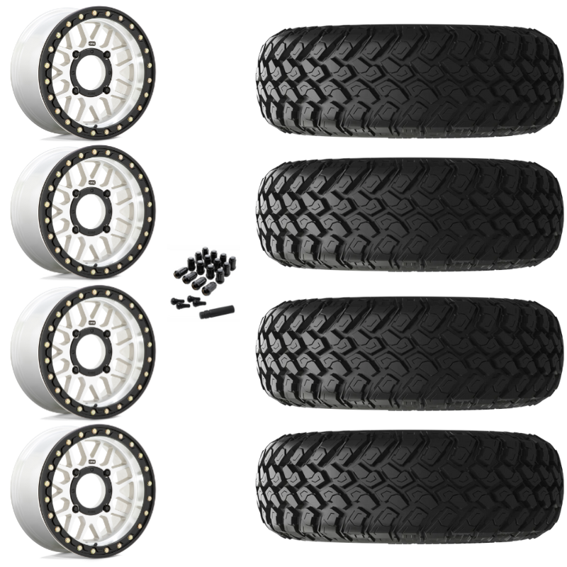 14" KMC Grenade KS235 Beadlock Machined UTV Rims & 30" EFX MotoHammer Tires 8 Ply Mounted